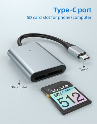 NÖRDIC USB-C 3.2 10 Gbps kortleser SD Express 7.1 UHS-I NVME PCI-e 3.1