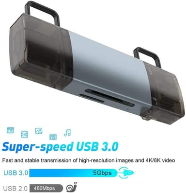 NÖRDIC USB 3.0 kortleser 2 spor SD, MicroSD UHS-I