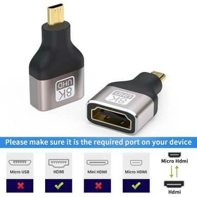 NÖRDIC HDMI 8K Adapter HDMI hunn til Micro HDMI hann
