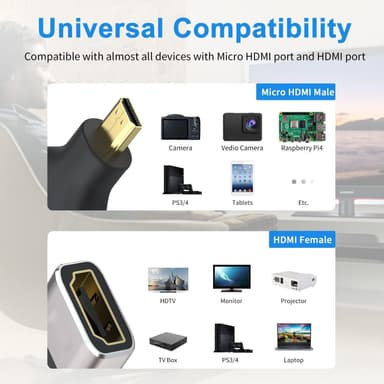 NÖRDIC HDMI 8K Adapter HDMI hunn til Micro HDMI hann
