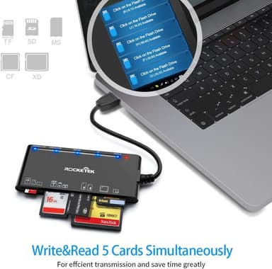 NÖRDIC USB-A kortleser 7 spor 1xCF, 2xSD, 2xMicroSD, 1xMS, 1xXD UHS-I