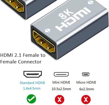 NÖRDIC HDMI 2.1 8K Hunn til kvinnelig kabelforlenger HDMI kjønnsveksler