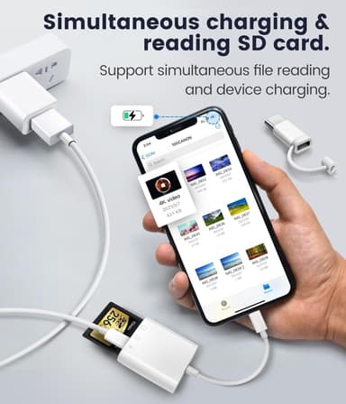 NÖRDIC USB-C, Lightning-kortleser 2 spor SD, MicroSD 1xUSB-C Lading PD30W UHS-I