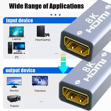 NÖRDIC HDMI 2.1 8K Hunn til kvinnelig kabelforlenger HDMI kjønnsveksler