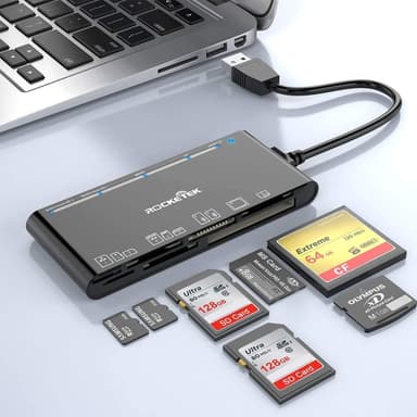 NÖRDIC USB-A kortleser 7 spor 1xCF, 2xSD, 2xMicroSD, 1xMS, 1xXD UHS-I