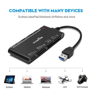 NÖRDIC USB-A kortleser 7 spor 1xCF, 2xSD, 2xMicroSD, 1xMS, 1xXD UHS-I