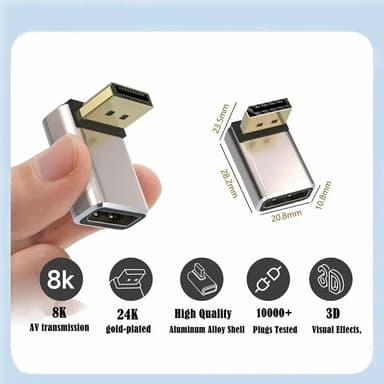 NÖRDIC Displayport-adapter hann til hunn 8K60Hz 4K144/120/60Hz