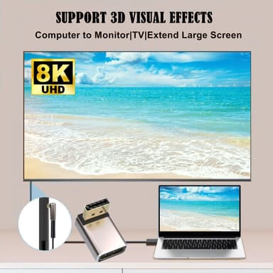 NÖRDIC Displayport-adapter hann til hunn 8K60Hz 4K144/120/60Hz