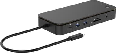 NÖRDIC 1 til 12 USB-C dokkingstasjon for to skjermer 1xHDMI 1xDP 2xUSB-C 4xUSB-A 1xPD100W 1xRJ45 1xSD 1xMicroSD-spor for Kensington-lås Thunderbolt 4