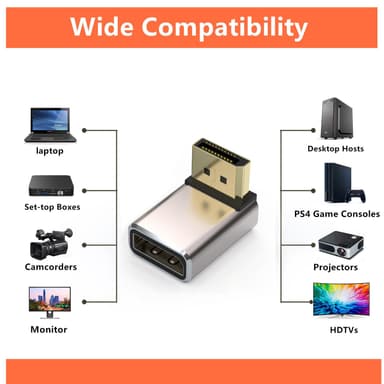 NÖRDIC Displayport-adapter hann til hunn 8K60Hz 4K144/120/60hz