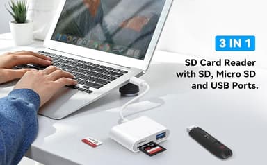 NÖRDIC USB-C kortleser 2 spor SD, MicroSD, 1xUSB-A 3.0 UHS-I
