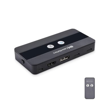 Cable Matters USB-C KVM-svitsj 2 til 2 HDMI og DP 8K30Hz 4K60Hz 4xUSB3.0 Gbps kompatibel med Thunderbolt 3, 4 og USB4