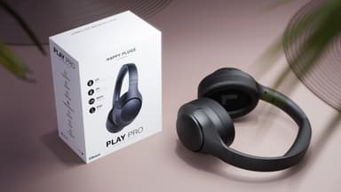 Happy Plugs Play Pro helt trådløse around-ear hodetelefoner (sort)