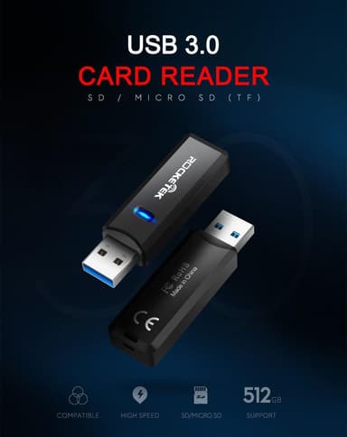NÖRDIC USB 3.0 kortleser 2 spor SD, MicroSD UHS-I