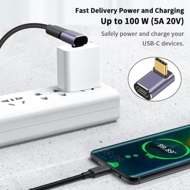 NÖRDIC USB4 vinklet adapter hann til hunn 40G 8K60Hz PD240W