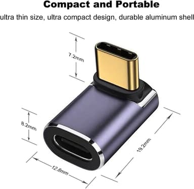 NÖRDIC USB4 vinklet adapter hann til hunn 40G 8K60Hz PD240W