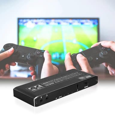 NÖRDIC HDMI Switch 3 til 1 med videoopptakskort HDMI2.0 4K60Hz USB3.1 Mikrofon og lydutgang HDMI Signalløkkeutgang HDR HDCP2.2 EDID RGB8: 8:8