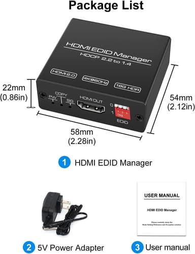 HDMI EDID-emulator - HDMI 2.0b 4K60Hz 18Gbps HDCP2.2 CEC HDR YUV 4:4:4