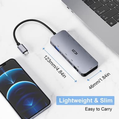NÖRDIC 1 til 11 USB-C-dokkingstasjon for trippelskjermer 2xHDMI 4K30Hz, 1xVGA Mac M1 M2 PD 100W Thunderbolt 3 & 4