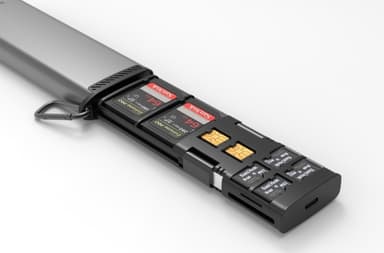 NÖRDIC USB-A 3.1, USB-C 3.1, Lightning-kortleser og lagringsskap 2 spor SD, MicroSD, 1xUSB-A UHS-I