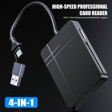 NÖRDIC USB-A 3.1, USB-C-kortleser 4 spor CF, SD 4.0, MicroSD 4.0, MS UHS-II