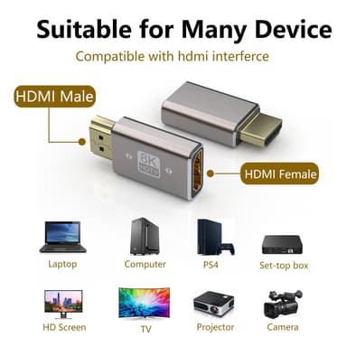 NÖRDIC HDMI-adapter hann til hunn 8K60Hz 4K120Hz Dynamic HDR 48Gbps eARC