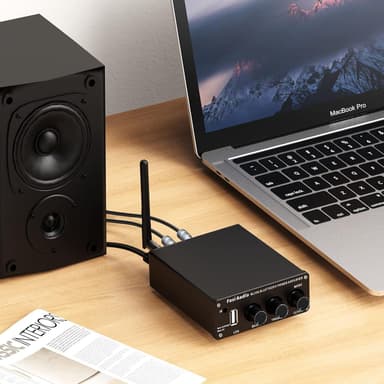 Fosi Audio BL20A 200W Bluetooth 5.0 Home Audio Stereoforsterker Hi-Fi Mini Class D integrert forsterker med U-Disk/3,5MM AUX/RCA-inngang og fjernkontroll