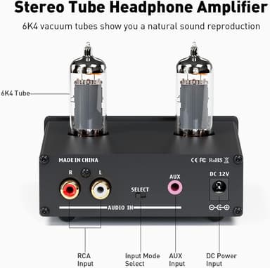 Fosi Audio P2 Hodetelefonforsterker Vakuumrør Hodetelefonforsterker Mini Hi-Fi Stereo Audio