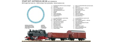 PIKO Tog G-startsett - BR80 m. fraktvogner