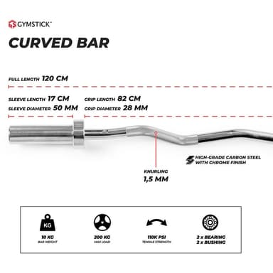 Gymstick 10kg Olympic Curved Bar