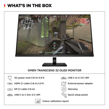 HP Omen Transcend 32 UHD/240Hz/OLED/0,03 ms gamingskjerm