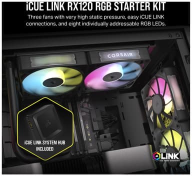 Corsair iCUE LINK RX120 RGB 120mm PWM fan starter kit (3-pack)