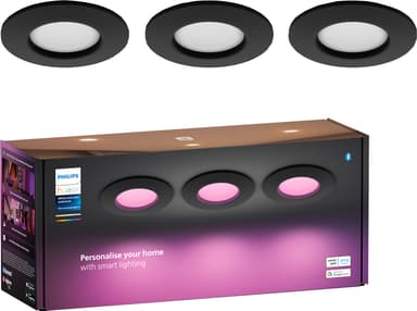 Philips Hue WCA Slim lite, innfelt LED lys 3-pakning (sort)