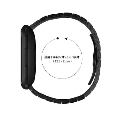 Klokkerem i rustfritt stål for Huawei GT2/3/Huami/Samsung 22mm Sort