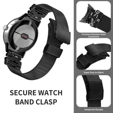 Klokkerem i rustfritt stål for Google Pixel Watch1/2 Sort