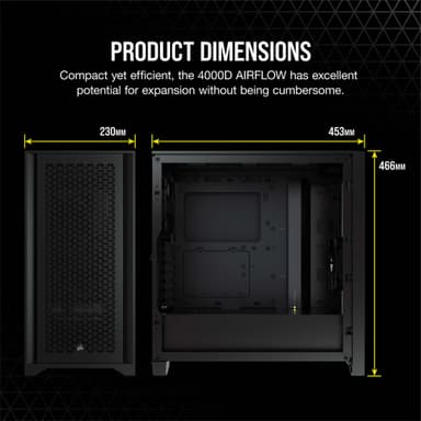 Corsair 4000D AIRFLOW PC-kabinett (sort)