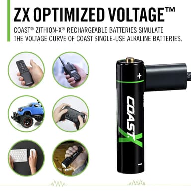Coast ZXAAA Zithion-X USB-C oppladbare litiumbatterier (4-pk)