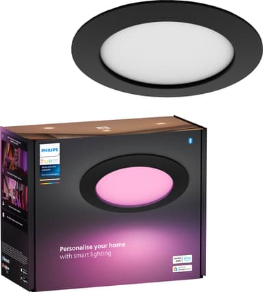 Philips Hue WCA Slim stor, innfelt LED-lampe (sort)