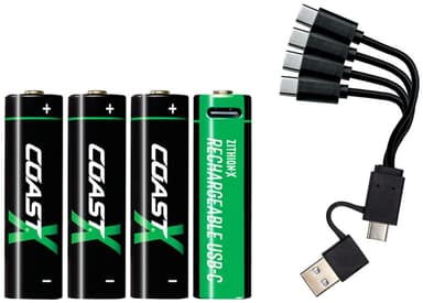 Coast ZXAA Zithion-X USB-C oppladbare litiumbatterier (4-pk)