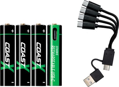 Coast ZXAAA Zithion-X USB-C oppladbare litiumbatterier (4-pk)
