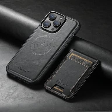 Kunstlærskall med MagSafe-kortholder for iPhone 14 Plus - Svart