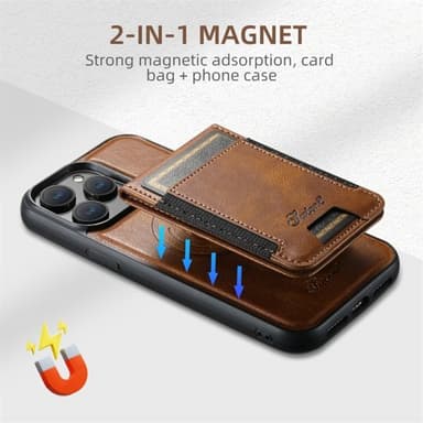 Kunstlærskall med MagSafe-kortholder for iPhone 16 Pro - Brun