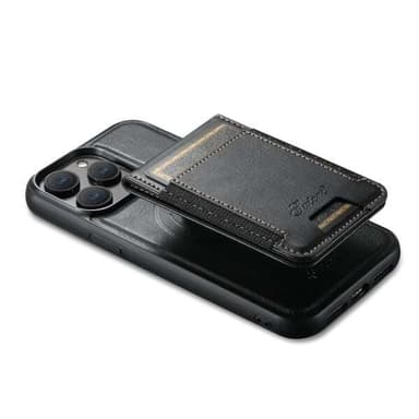 Kunstlærskall med MagSafe-kortholder for iPhone 15 Pro - Svart