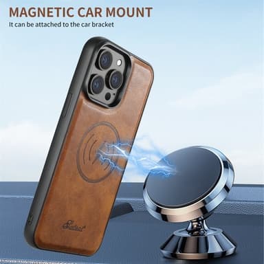 Kunstlærskall med MagSafe-kortholder for iPhone 16 Pro - Brun