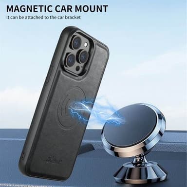 Kunstlærskall med MagSafe-kortholder for iPhone 16 Pro - Svart