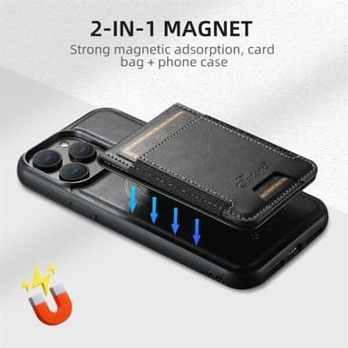 Kunstlærskall med MagSafe-kortholder for iPhone 16 Plus - Svart