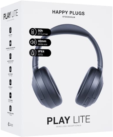 Happy Plugs Play Lite helt trådløse around-ear hodetelefoner (sort)