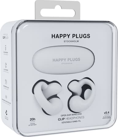 Happy Plugs OWS Clip helt trådløse open-ear hodetelefoner (hvit)