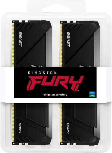 Kingston FURY Beast RGB 64GB DDR4 RAM 3600MT/s CL18 (sort)