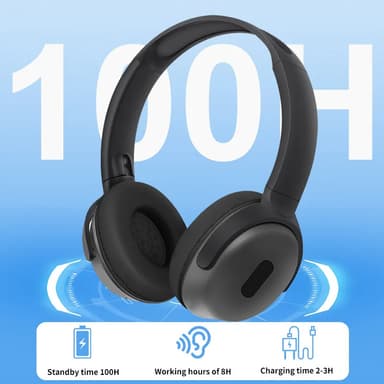 Trådløse stereohodetelefoner med Bluetooth 5.3 og langvarig batteri Sort